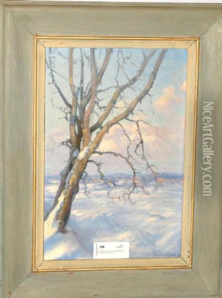 Vinterlandskap Med Sno Oil Painting - Levy Vassily