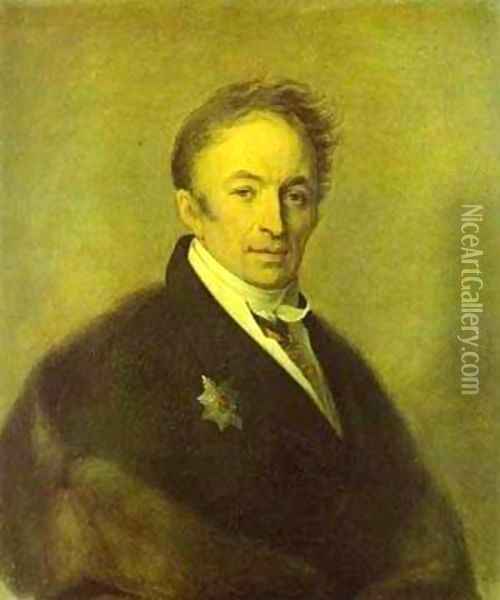 Portrait Of Nikolay Karamzin 1828 Oil Painting - Aleksei Gavrilovich Venetsianov