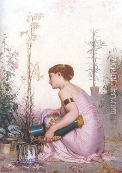 Le Lis Est Mort (the Lily Is Dead) Oil Painting - Adolphe Alexandre Lesrel
