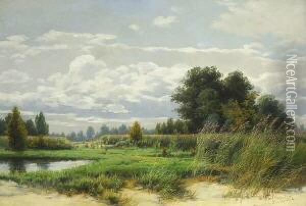 Sommerliche
 Schilflandschaft. Oil Painting - Wilhelm Schutze