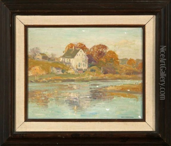 View Of A Homestead, Flanders, Connecticut Oil Painting - William S. Robinson