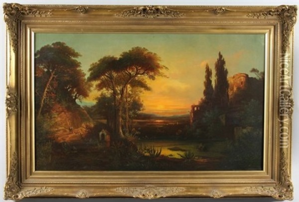 Italian Romantic Landscape Oil Painting - William Stanley Haseltine