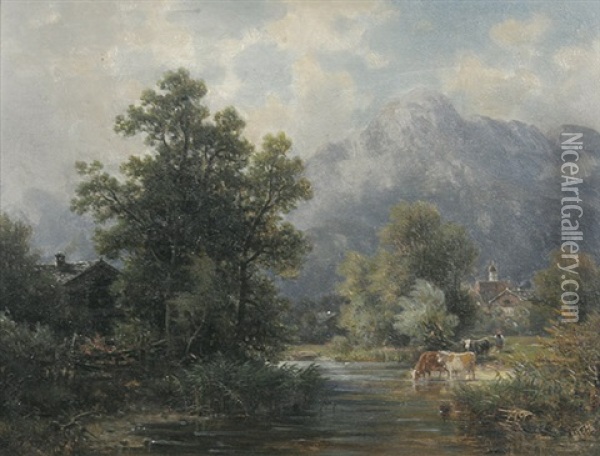 Partie Bei Schledorf Oil Painting - Ludwig Sckell