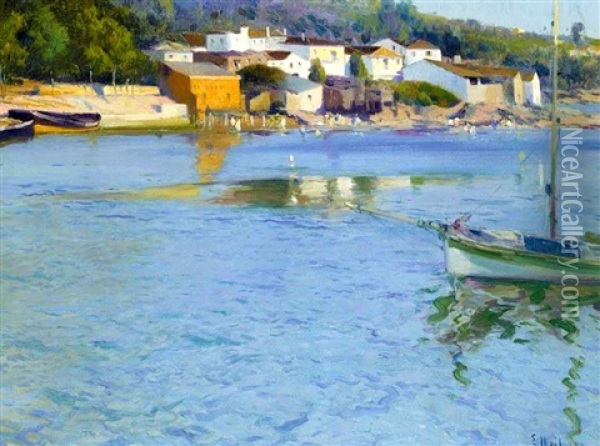 Pontevedra (view Of Pontevedra) Oil Painting - Eliseo Meifren y Roig