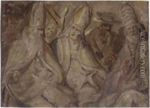 The Four Fathers Of The Church Oil Painting - Otto van Veen