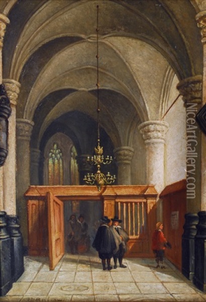 View Into A Church Oil Painting - Johannes Bosboom