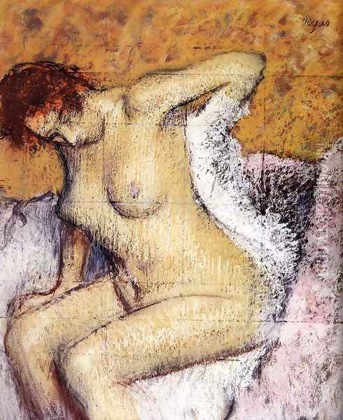 After The Bath Oil Painting - Edgar Degas