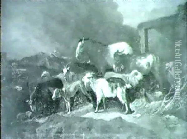 Troupeau D'animaux Sous L'orage Oil Painting - Govaert (Gabriel van der) Leeuw