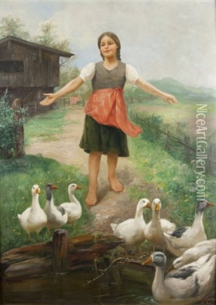 Junge Gansemagd Oil Painting - Paul Hermann Wagner