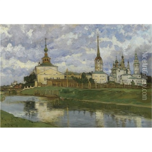 View Of Solikamsk Oil Painting - Alexandr Vladimirovich Makovsky