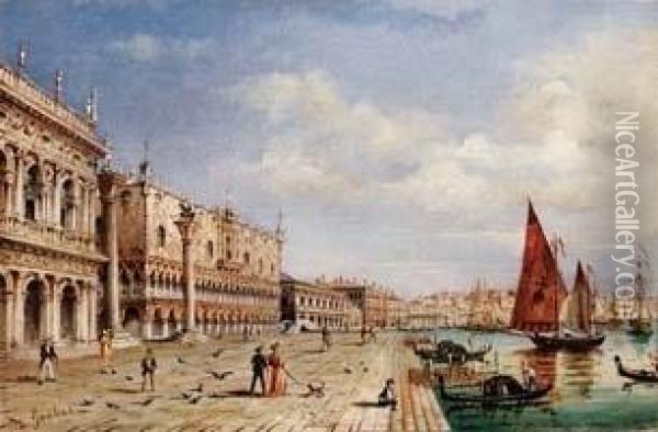 Piazzetta S. Marco Oil Painting - Giovanni Grubacs