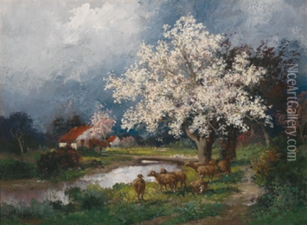 Bluhender Baum Oil Painting - Adolf Kaufmann