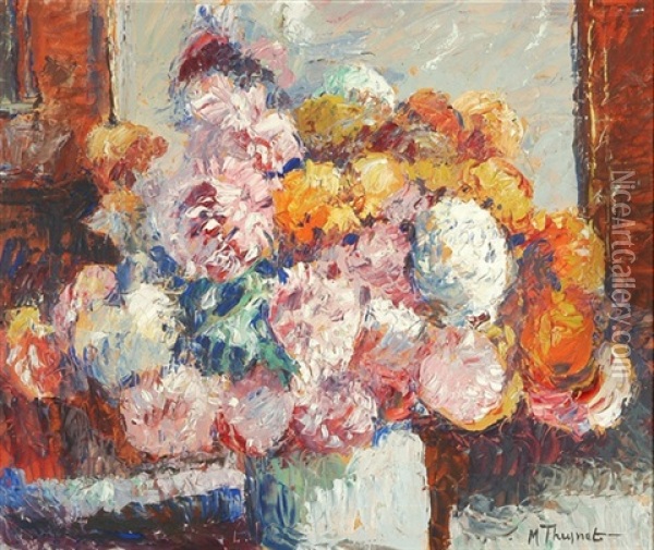 Chrysanthemen In Weisser Vase Oil Painting - Max Robert Theynet