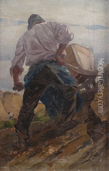 Steinbrecher Mit Schubkarre Oil Painting - Friedrich von Keller