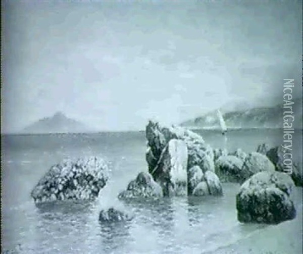 Strandparti Fra Capri Oil Painting - Holger Hvitfeldt Jerichau