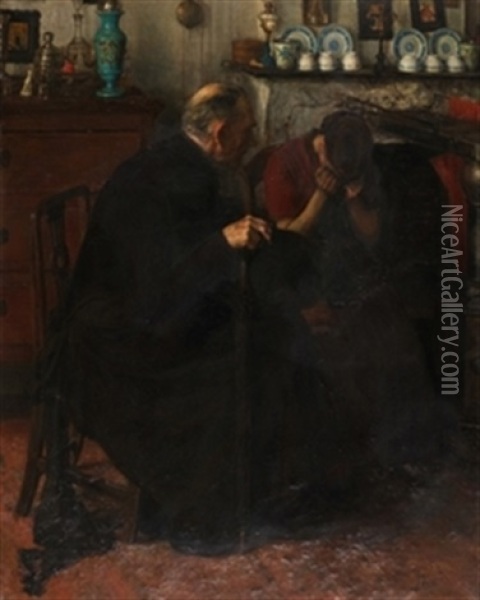 La Confesion Oil Painting - Jose Uria y Uria