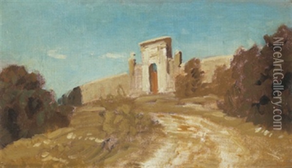 Friedhofseingang Bei Duino, Triest Oil Painting - Anton Hlavacek