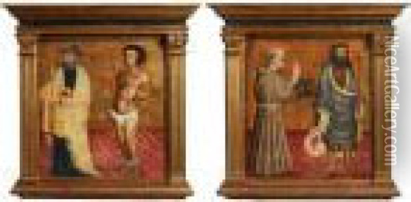 Paar Zusammengehorige Tafelbilder Mit Heiligendarstellungen Oil Painting - Jacopo Borboni
