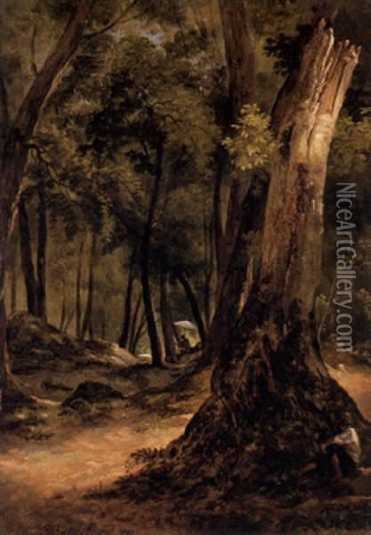 Waldlandschaft Mit Zeichnendem Kunstler Oil Painting - Giambattista Bassi