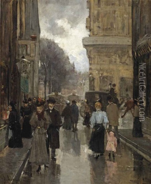 De Spuistraat Met Gezicht Naar Het Plein Te S Gravenhage: The Spuistraat With A View Of The Plein, The Hague Oil Painting - Floris Arntzenius