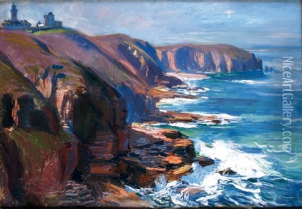 La Pointe De Saint-mathieu En Bretagne Oil Painting - Raymond (Louis) le Court