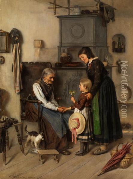 Kleine Gratulantin Oil Painting - Franz Erdmann Haussler