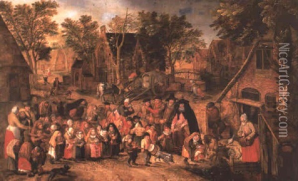 'pinksteren Bruiloft', Or The Child Marriage Oil Painting - Pieter Brueghel the Younger