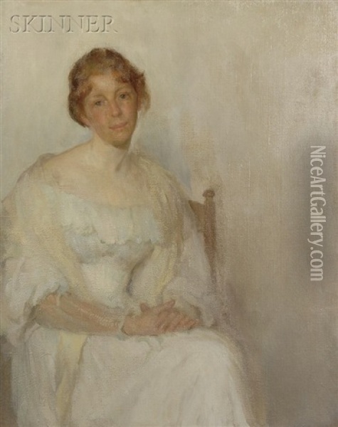 The Lady In White Oil Painting - Wilton Robert Lockwood