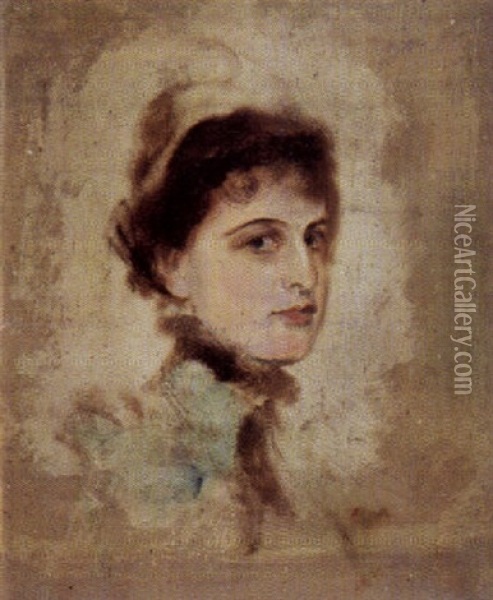 Amerikanische Dame Oil Painting - Franz Seraph von Lenbach