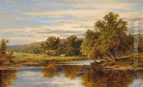 The River Wey, Ripley, Surrey Oil Painting - Henry H. Parker