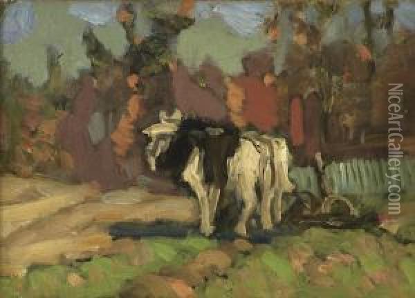 Ploughing Team, Brittany Oil Painting - James Wilson Morrice