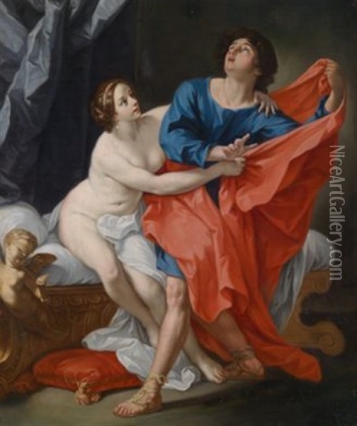 Der Keusche Joseph Und Das Weib Des Potiphar Oil Painting - Carlo Cignani