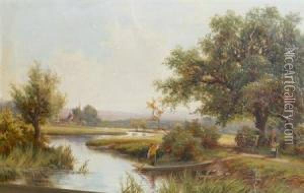 Near Reading, Berkshire Oil Painting - Robert Robin Fenson