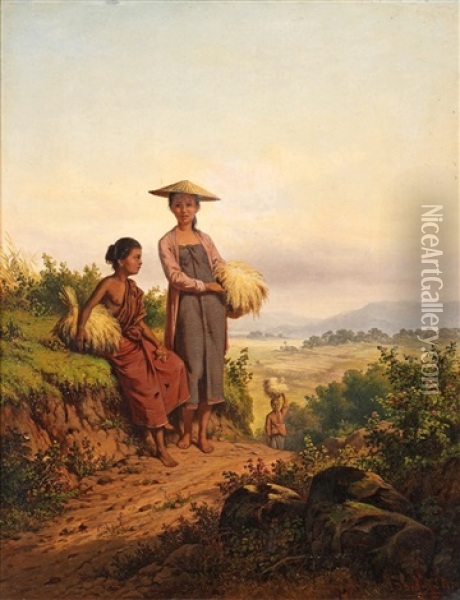 Bringing Home The Harvest Oil Painting - Jan Daniel Beynon