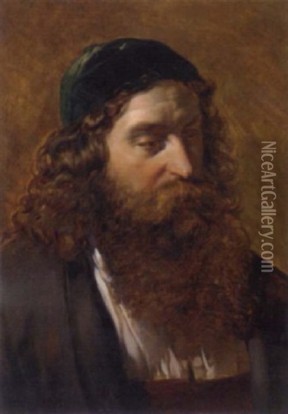 A Rabbi Oil Painting - Friedrich von Amerling
