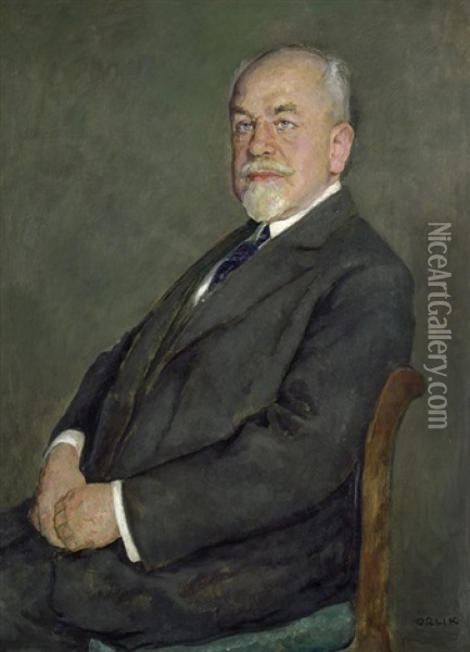 Portrait Eines Sitzenden Mannes Oil Painting - Emil Orlik