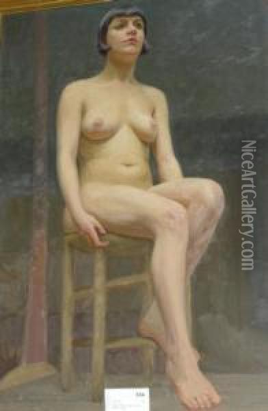Olja, Kvinnlig Modell, 71x48 Oil Painting - Anders Waldur