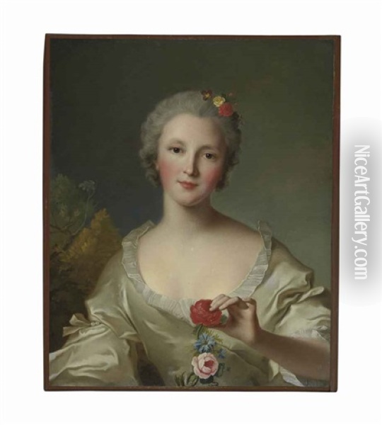 Portrait Of Marguerite-francoise-bernard De Reims, Madame Dupleix De Bacquencourt, Bust-length Oil Painting - Jean Marc Nattier