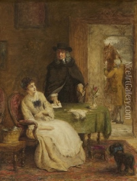 Jonathan Swift Och Vanessa Oil Painting - William Powell Frith