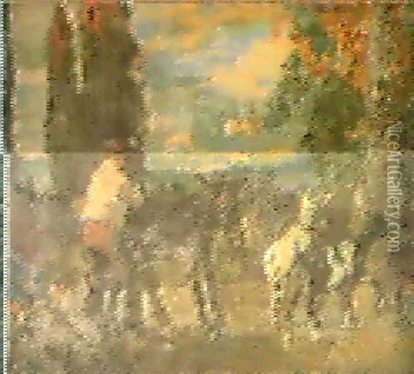 Paesaggio Con Contadino Ed Animali Oil Painting - Ruggero Panerai