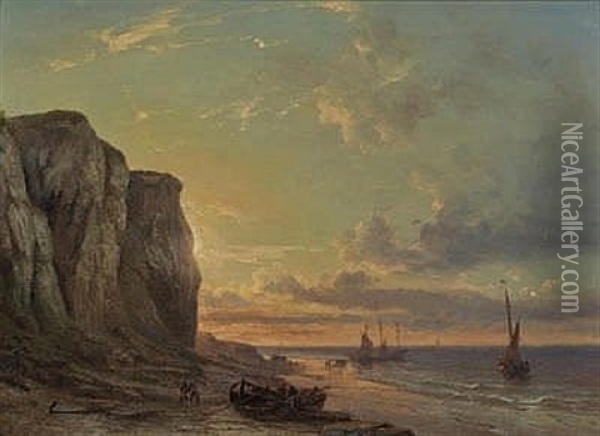 Abendstimmung Am Meer Oil Painting - Johan Hendrik Meyer