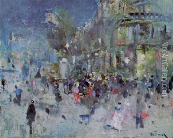 Boulevard Oil Painting - Lucien Frank