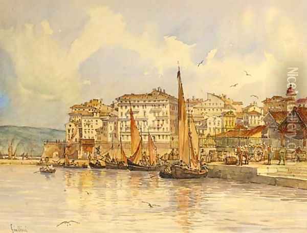 Grand houses near the old port, Corfu Oil Painting - Angelos Giallina