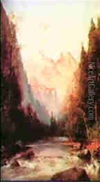 Yosemite Landscape Oil Painting - Thomas Hill