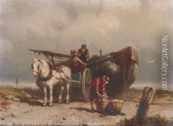 The Meeting On The Beach Oil Painting - Johannes Hermanus Barend Koekkoek