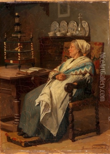 Bei Der Lekture Eingeschlafen Oil Painting - Lucien Gerard