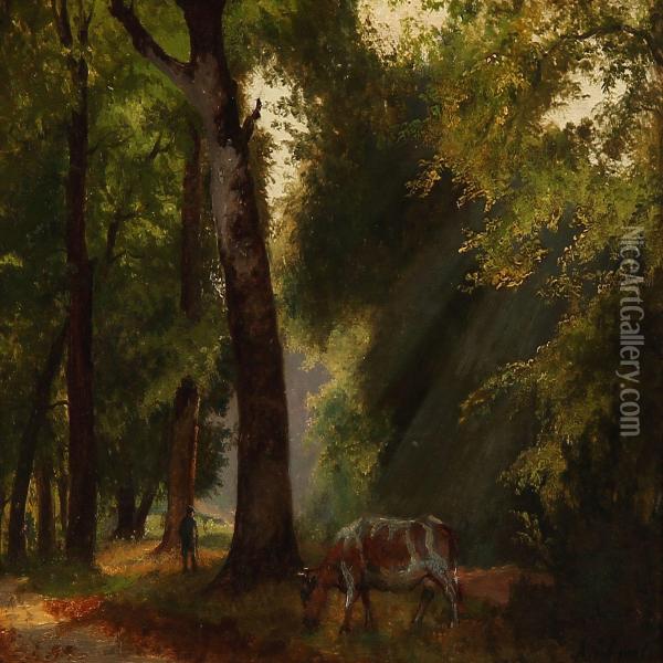 Forest Scene Oil Painting - Axel Thorsen Schovelin