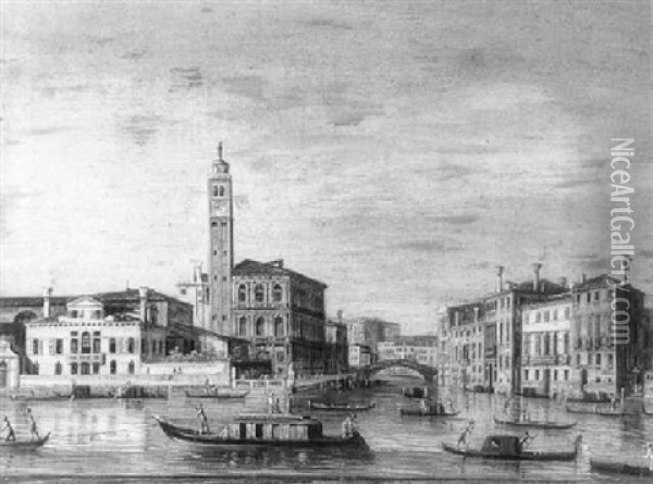 Venice: A View Of The Palazzo Labia As Seen From The Grand Canal Oil Painting - Giacomo Guardi