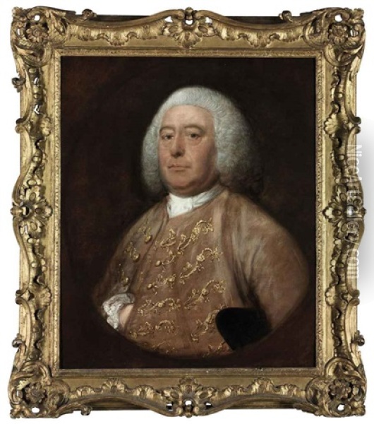 Portrait Of Henry Fane, M.p. Wormsley, Oxfordshire In A Gold-embroidered Pink Velvet Coat And Waistcoat, A Tricorne Hat Under His Arm Oil Painting - Thomas Gainsborough