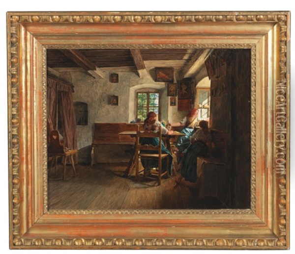 The Farewell Oil Painting - Ferdinand Georg Waldmueller